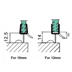 Bottom Door Seal and Deflector 10-12mm Glass