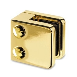 Gold Colour Flat Backed Polished Brass Glass Clamps - 10mm Glass 