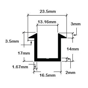 Recessed U Channel For 10mm & 12mm Glass