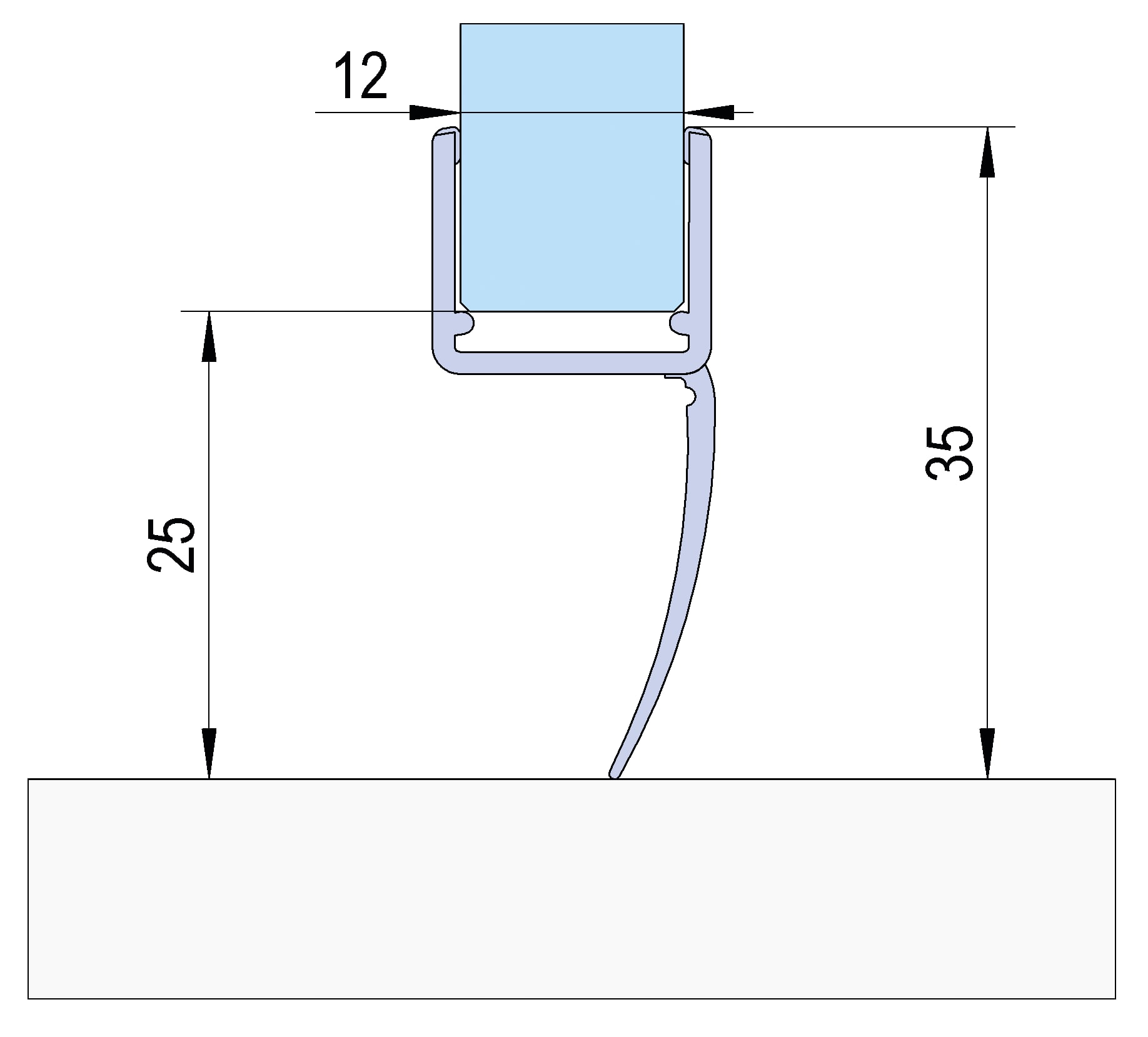 180 Degree Seal with Long Fin 10-12mm Glass