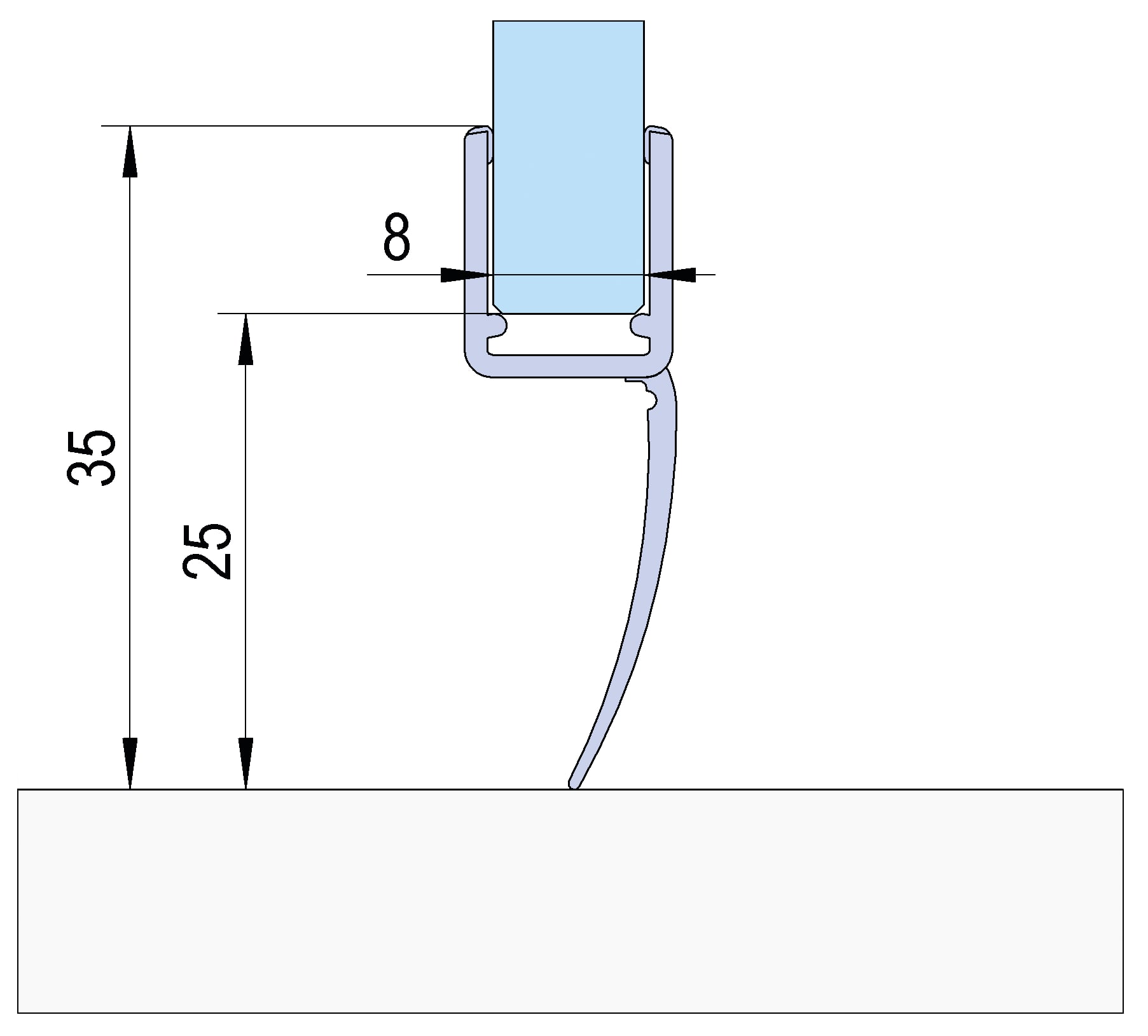 180 Degree Seal with Long Fin 6-8mm Glass