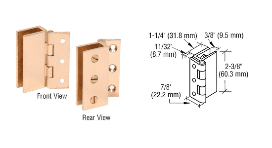 Cabinet Glass Door Hinge - Brass